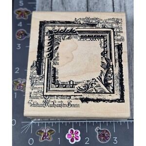Stampers Anonymous Frame Gothic Inspired Newspaper Rubber Stamp Wood #E25